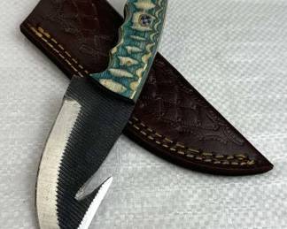 Damascus Steel Fixed Blade Knife w/ Sheath