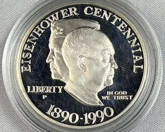 1990 Proof Silver Eisenhower Dollar, US 90%