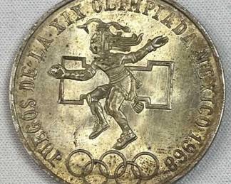 1968 Silver Mexico Olympics 25 Pesos, Luster