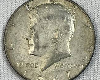 1967 JFK 40% Silver Half Dollar, US 50c Coin
