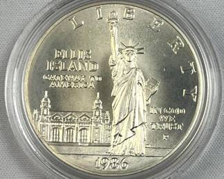 1986 Silver Uncirculated Ellis Island Dollar, 90%