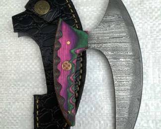 Damascus Steel Fixed Blade Knife w/ Sheath