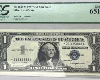 1957A $1 Star Silver Cert. PCGS Gem 65PPQ
