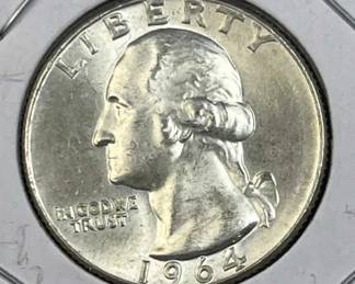 1964-D Washington Silver Quarter, US 90% Coin