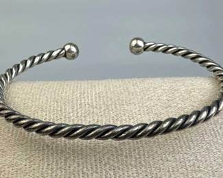 925 Silver James Avery Twisted Rope Cuff Bracelet