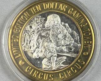 0.6oz Silver Strike Casino Token .999 Dino Laser