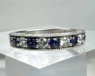 925 Silver Blue & White Sapphire Band Ring