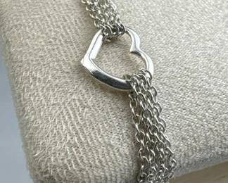925 Silver Italy Open Heart Multi-Chain Bracelet