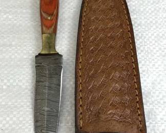 Damascus Steel Fixed Blade Knife w/ Sheath