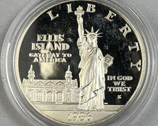 1986 Silver Proof Ellis Island Dollar, 90%