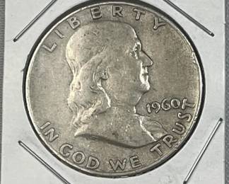 1960-D Franklin Silver Half Dollar, US 90% Coin