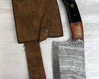 Damascus Steel Fixed Blade Knife w/ Sheath