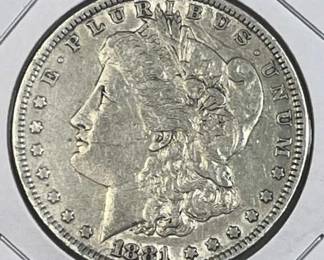 1881 Morgan Silver Dollar, US $1 Coin, 90%