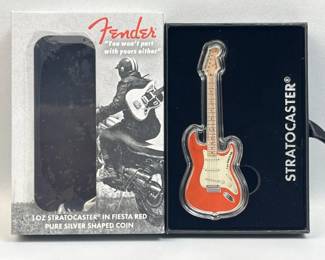 1oz Silver Fender Strat - Fiesta Red PAMP .999