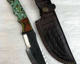 Damascus Steel Fixed Blade Knife w/ Sheath