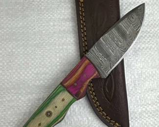 Damascus Steel Fixed Blade Knife w/ Sheath