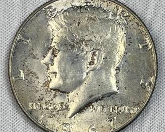 1967 JFK 40% Silver Half Dollar, US 50c Coin