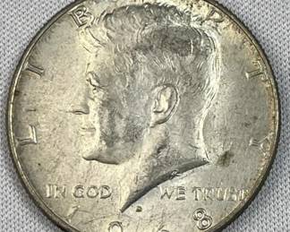1968-D JFK 40% Silver Half Dollar, US 50c Coin