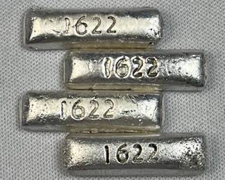 (4) 4g+ Silver Bars, Shipwreck Style Ingots .999