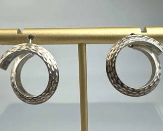 925 Silver Israel Swirl Textured Click Top Earring