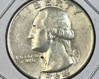 1964 Washington Silver Quarter, US 90% Coin