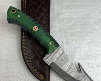 Damascus Steel Fixed Blade Knife w/ Sheath