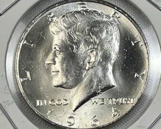 1964 JFK 90% Silver Half Dollar, Brilliant