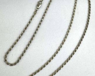 925 Silver Italy Long Twisted Rope Chain Necklace