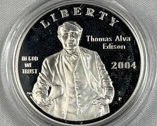 2004 Silver Proof Thomas Alva Edison US 90%