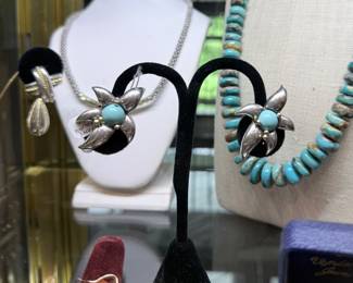 Tiffany Sterling and Gold Earrings with Turqouise