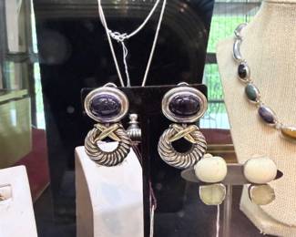 David Yurman Sterling and Gold with Amethyst Earrings