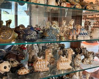 Artesania Rinconada collection shown across multiple display cases, including full display views and section photos. Entire collection is being sold as one lot. Absolutely no cherry picking. Display cases are not included and will be sold separately. Highest and best offers accepted during sale days only. All offers due by 4:00 PM Saturday, May 16, 2026.