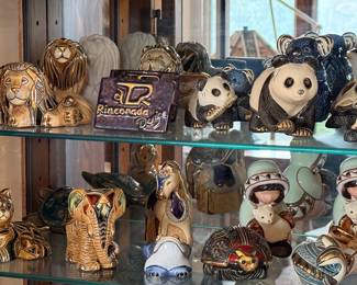 Artesania Rinconada collection shown across multiple display cases, including full display views and section photos. Entire collection is being sold as one lot. Absolutely no cherry picking. Display cases are not included and will be sold separately. Highest and best offers accepted during sale days only. All offers due by 4:00 PM Saturday, May 16, 2026.