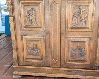 European Renaissance Antique Historiated Motif Cupboard 