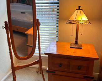matching bedroom nightstand and stand alone mirror