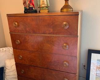 JOERNS BROS walnut 5 drawer chest with bakelite pulls