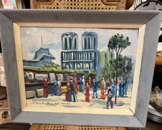 F Brighton Paris Notre Dame Oil On Canvas Board Signed Titled