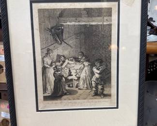 Vintage Print,INN KEEPERS WIFE+DAUGHTER,Hogarth Work,1860,LondonPrinting+Publish