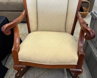 Upholstered Wooden Rocking Chair