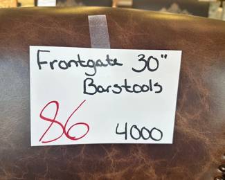 Four Frontgate 30" Leather Bar Stools