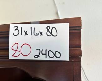 (31x16x80) Wood Hutch Cabinet