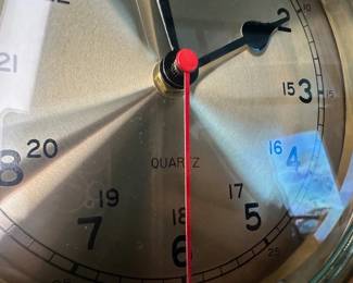 Brass Ship's Bell Quartz Clock on Wood Plaque