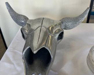 18" Metal Steer Skull Wall Decor