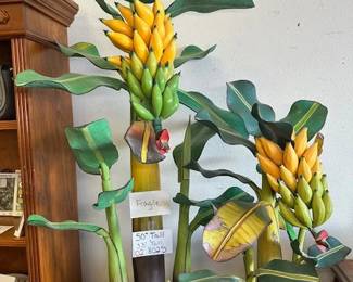 (50" & 33") Two Banana Tree Sculptures