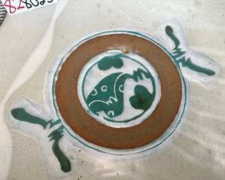 2 Studio Pottery Square Chargers (Stand included)