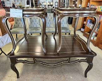 Silver Leaf Trim Coffee & 2 End Tables
