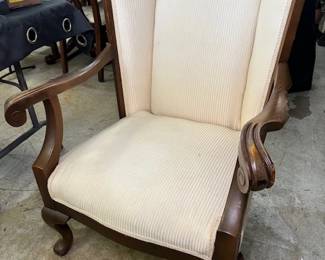  Upholstered Armchair Carved Wood Frame
