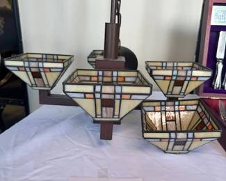  Mission Style Stained Glass Chandelier