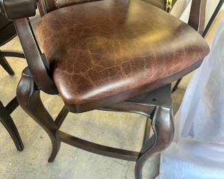 Four Frontgate 30" Leather Bar Stools
