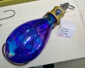 Blue Iridescent Glass Garden Globe 